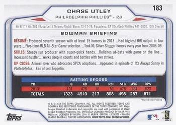 2014 Bowman #183 Chase Utley Back