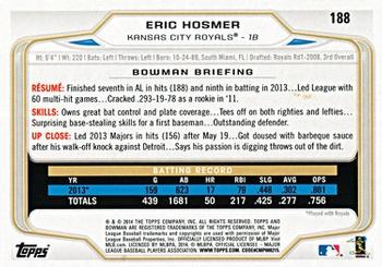 2014 Bowman #188 Eric Hosmer Back