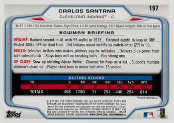 2014 Bowman #197 Carlos Santana Back