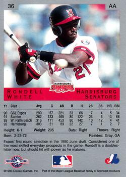 1993 Classic Best #36 Rondell White Back