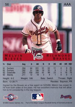 1993 Classic Best #56 Melvin Nieves Back