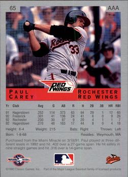 1993 Classic Best #65 Paul Carey Back