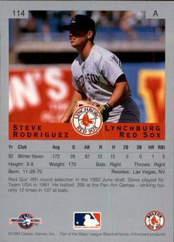 1993 Classic Best #114 Steve Rodriguez Back