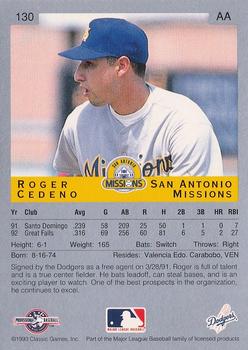 1993 Classic Best #130 Roger Cedeno Back