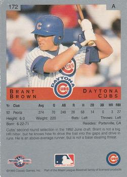 1993 Classic Best #172 Brant Brown Back