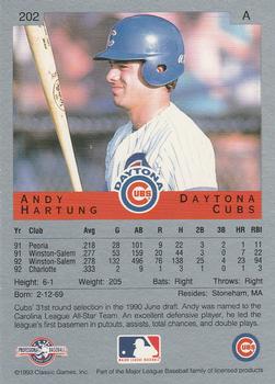 1993 Classic Best #202 Andy Hartung Back