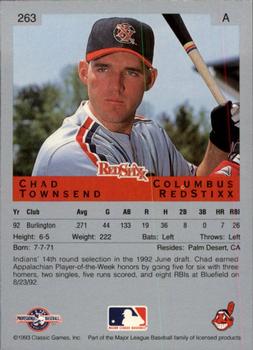 1993 Classic Best #263 Chad Townsend Back