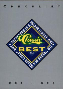 1993 Classic Best #299 Checklist: 201-300 Front