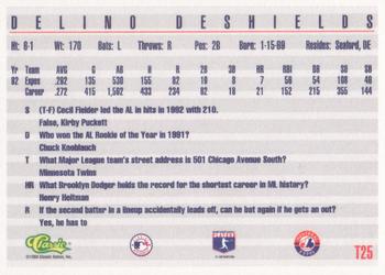 1993 Classic #T25 Delino DeShields Back