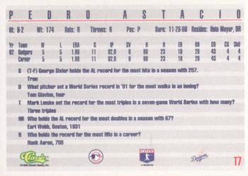 1993 Classic #T7 Pedro Astacio Back
