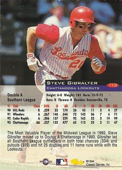 1994 Classic #112 Steve Gibralter Back