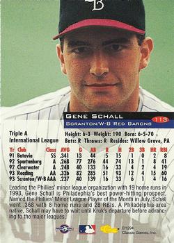 1994 Classic #113 Gene Schall Back