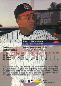 1994 Classic #11 Trey Beamon Back
