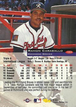 1994 Classic #133 Ramon Caraballo Back