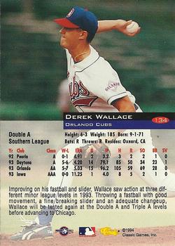 1994 Classic #134 Derek Wallace Back
