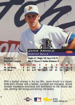 1994 Classic #135 Jamie Arnold Back