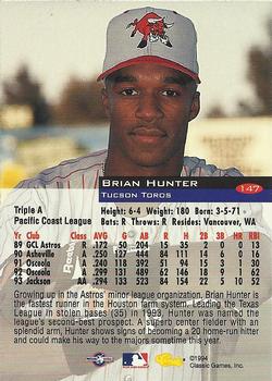 1994 Classic #147 Brian Hunter Back