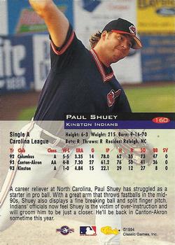 1994 Classic #160 Paul Shuey Back