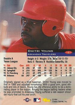 1994 Classic #161 Dmitri Young Back