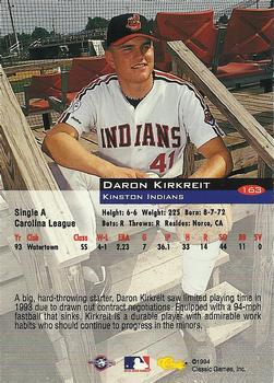 1994 Classic #163 Daron Kirkreit Back