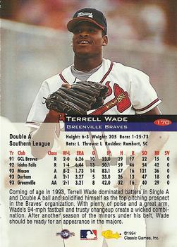 1994 Classic #170 Terrell Wade Back