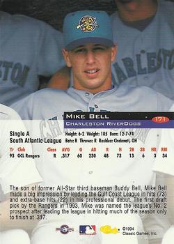 1994 Classic #171 Mike Bell Back