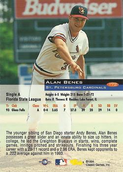 1994 Classic #172 Alan Benes Back