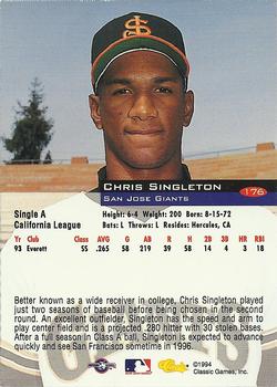 1994 Classic #176 Chris Singleton Back