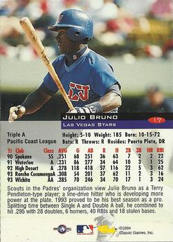 1994 Classic #17 Julio Bruno Back
