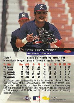 1994 Classic #188 Eduardo Perez Back