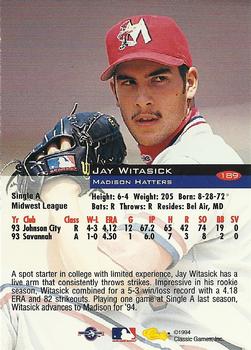 1994 Classic #189 Jay Witasick Back