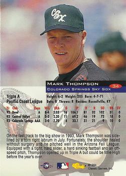 1994 Classic #34 Mark Thompson Back