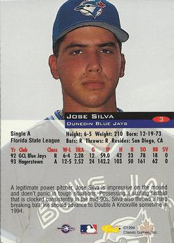 1994 Classic #3 Jose Silva Back
