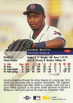 1994 Classic #41 Chris Smith Back