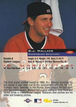 1994 Classic #42 B.J. Wallace Back