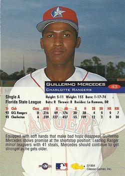 1994 Classic #43 Guillermo Mercedes Back