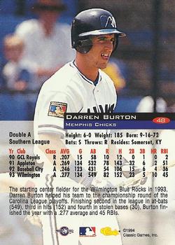 1994 Classic #48 Darren Burton Back