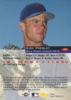 1994 Classic #50 Kirk Presley Back