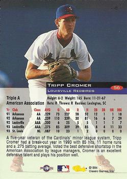 1994 Classic #56 Tripp Cromer Back