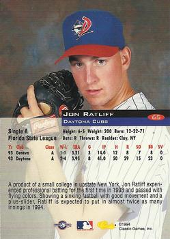 1994 Classic #65 Jon Ratliff Back