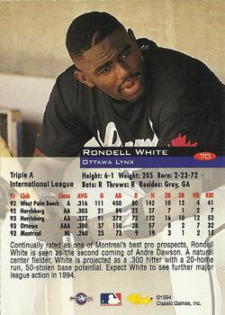 1994 Classic #70 Rondell White Back