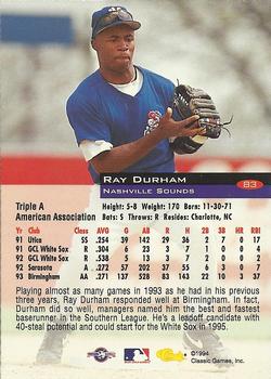 1994 Classic #83 Ray Durham Back