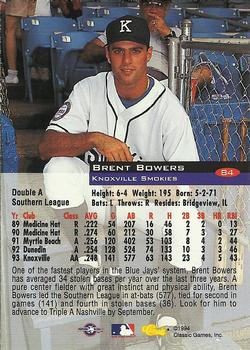 1994 Classic #84 Brent Bowers Back