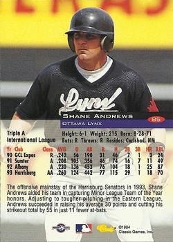 1994 Classic #85 Shane Andrews Back