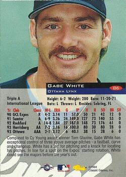 1994 Classic #86 Gabe White Back