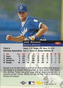 1994 Classic #89 Joe Randa Back