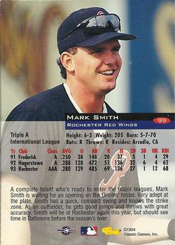 1994 Classic #99 Mark Smith Back