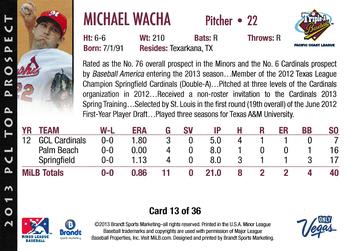 2013 Brandt Pacific Coast League Top Prospects #13 Michael Wacha Back