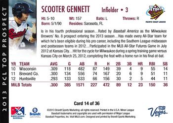 2013 Brandt Pacific Coast League Top Prospects #14 Scooter Gennett Back
