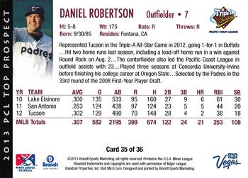 2013 Brandt Pacific Coast League Top Prospects #35 Daniel Robertson Back